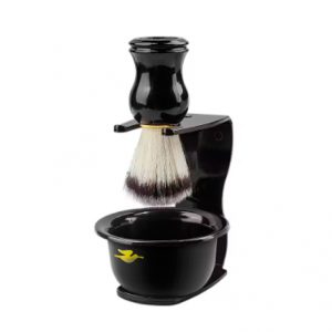 Brocha, soporte y cuenco para crema solida de afeitar